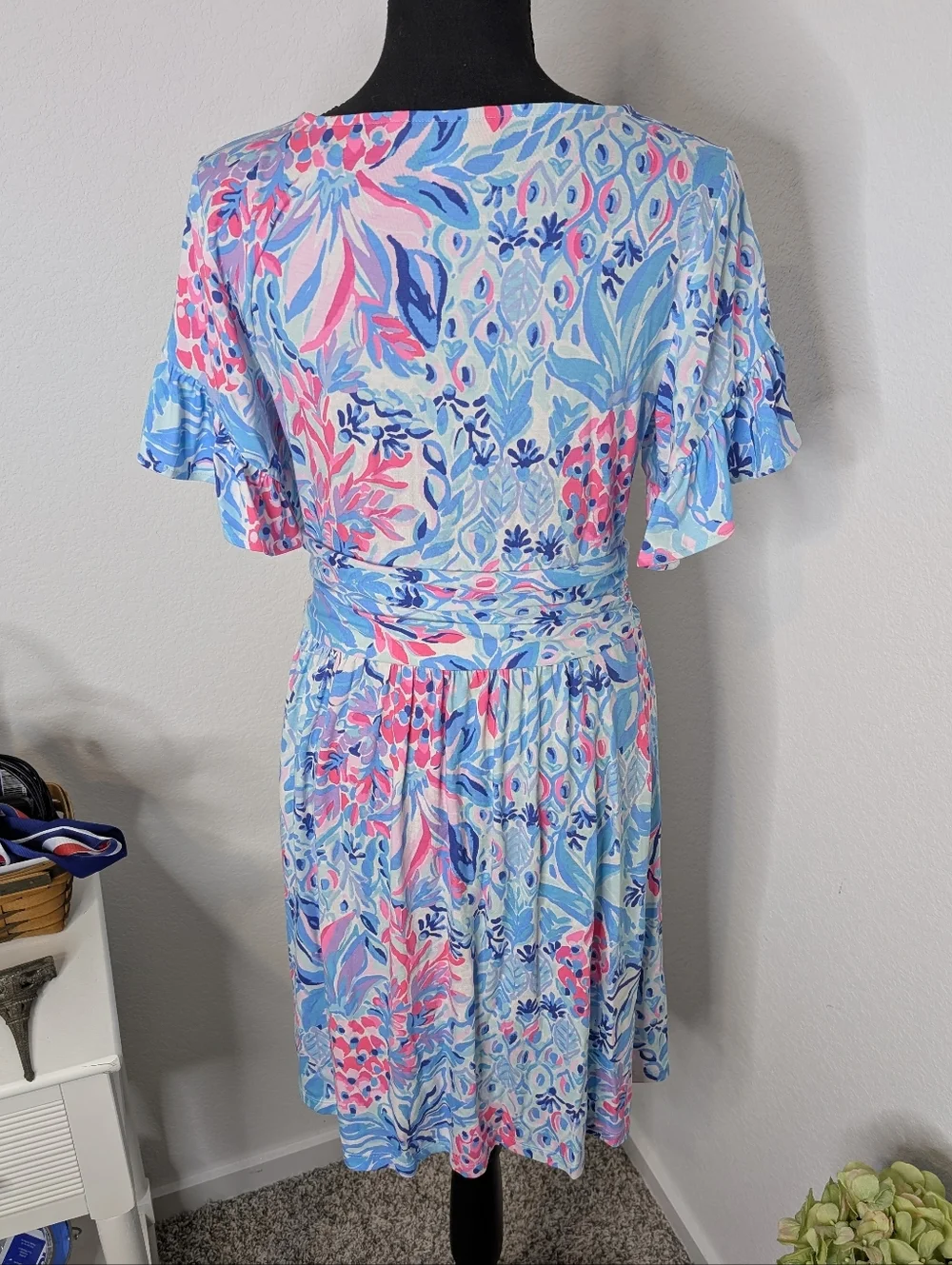 Lilly Pulitzer Riegan Zanzibar Blue Party Princess Fit Flare Dress Size M - Picture 6 of 9